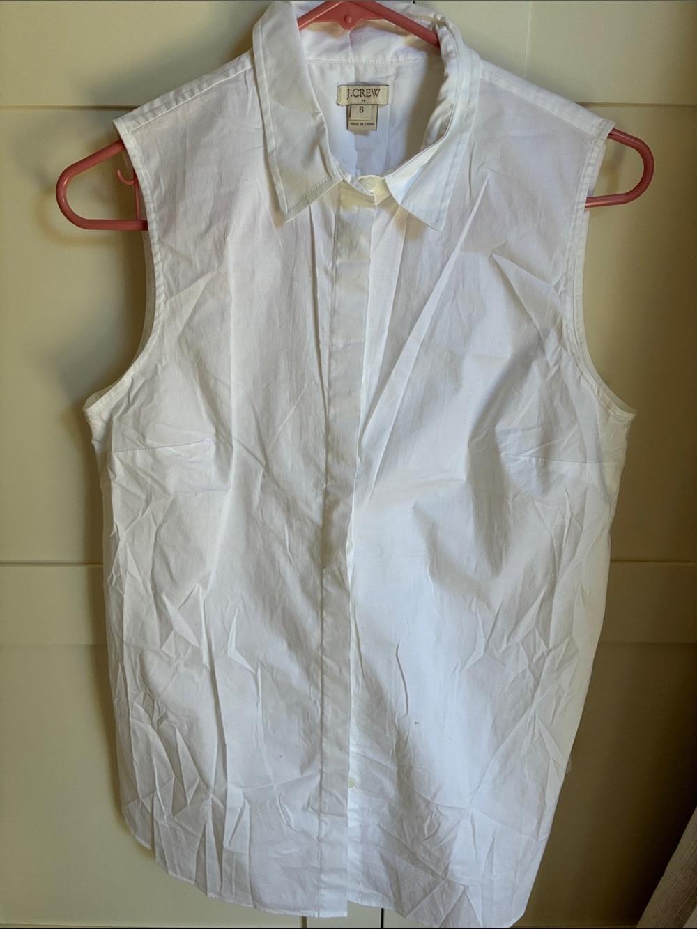 J. Crew White Sleeveless Cotton Button-Down Shirt